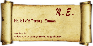 Miklóssy Emma névjegykártya