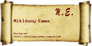 Miklóssy Emma névjegykártya